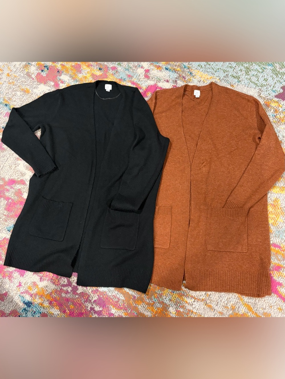 a new day Open Front Cardigan Set in Black & Brown Size Large Like New